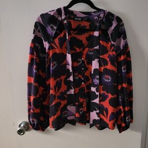 Anthropologie Maeve Purple and Red Floral Shirt